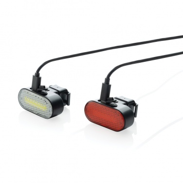 Logotrade promotional products photo of: Lumino RCS recycled plastic USB re-chargeable bike light set