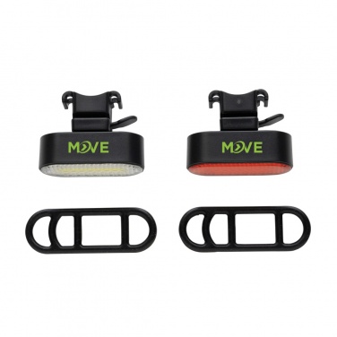 Logo trade advertising products image of: Lumino RCS recycled plastic USB re-chargeable bike light set