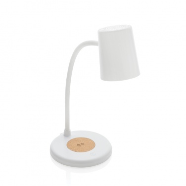 Logo trade business gift photo of: Zenara RCS recycled plastic and cork 15W wireless desk lamp