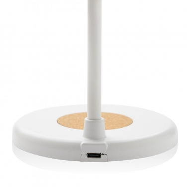 Logotrade promotional product picture of: Zenara RCS recycled plastic and cork 15W wireless desk lamp
