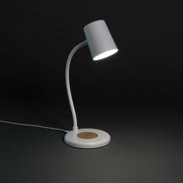 Logotrade business gifts photo of: Zenara RCS recycled plastic and cork 15W wireless desk lamp