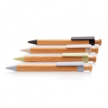 Logo trade promotional giveaway photo of: Bamboo pen with wheatstraw clip