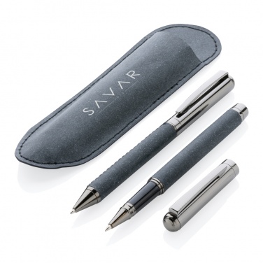 Logo trade promotional item photo of: Recycled leather pen set