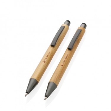 Logo trade advertising products image of: Bamboo modern pen set in box