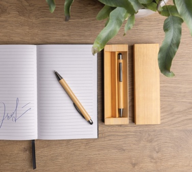 Logotrade promotional item picture of: Bamboo modern pen set in box