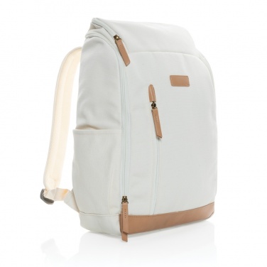 Logo trade advertising products picture of: Impact AWARE™ 16 oz. recycled canvas 15" laptop backpack