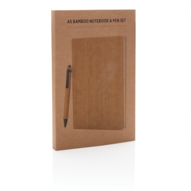 Logotrade promotional product picture of: A5 Bamboo notebook & pen set