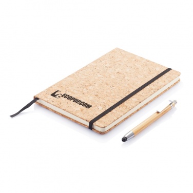 Logotrade promotional product image of: A5 notebook with bamboo pen including stylus