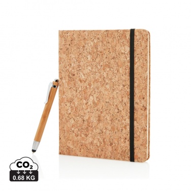 Logo trade promotional gift photo of: A5 notebook with bamboo pen including stylus