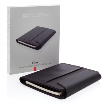 Logo trade promotional merchandise picture of: Fiko wireless charging A5 portfolio with powerbank