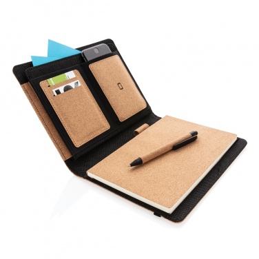 Logo trade promotional merchandise photo of: Deluxe cork portfolio A5 with pen
