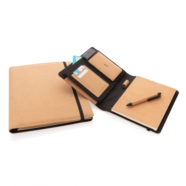 Logo trade promotional gifts image of: Deluxe cork portfolio A5 with pen