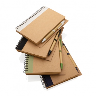 Logo trade promotional items image of: Kraft spiral notebook with pen