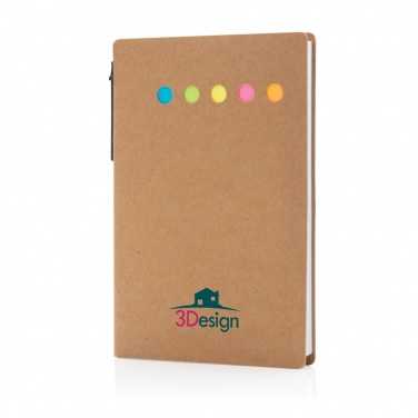 Logo trade promotional merchandise image of: Kraft sticky notes A6 booklet with pen