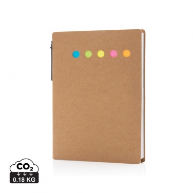 Logo trade business gift photo of: Kraft sticky notes A6 booklet with pen