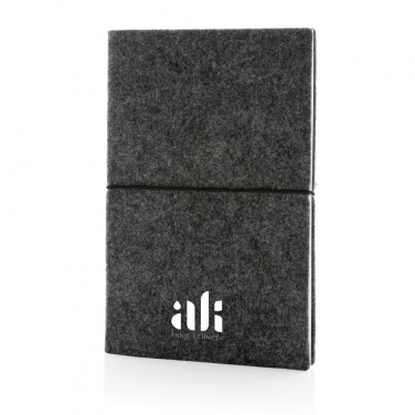 Logo trade promotional giveaways image of: GRS certified recycled felt A5 softcover notebook
