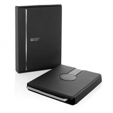 Logo trade promotional items picture of: Swiss Peak RCS rePU notebook with 2-in-1 wireless charger