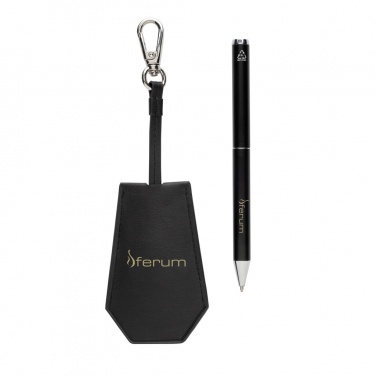 Logo trade promotional gift photo of: SP Tula RCS certified recycled PU key holder and pen set
