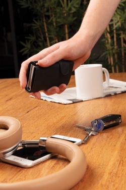 Logo trade promotional giveaways picture of: Standard aluminium RFID cardholder with PU wallet