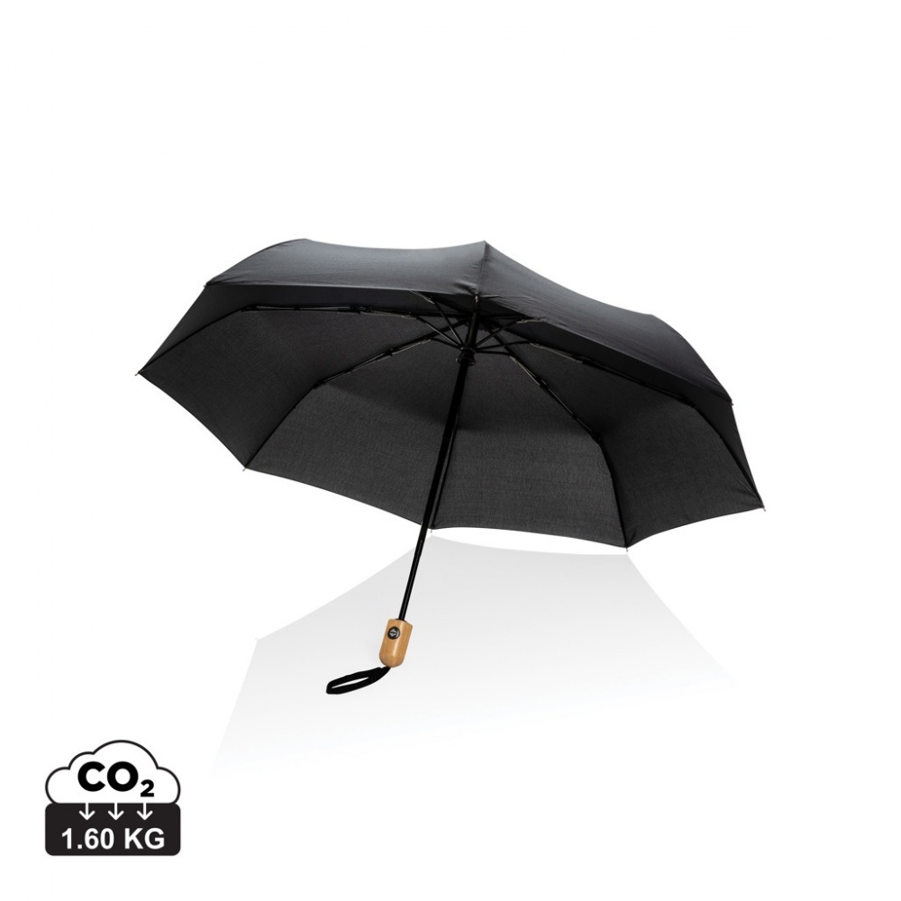 Logotrade promotional item image of: 21" Impact AWARE™ RPET 190T bamboo auto open/close umbrella