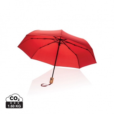 Logo trade promotional merchandise photo of: 21" Impact AWARE™ RPET 190T bamboo auto open/close umbrella