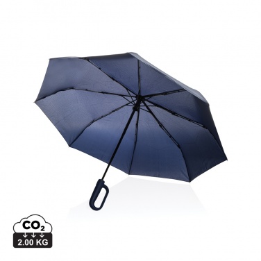 Logo trade corporate gift photo of: Yara 21" AWARE™ RPET solid colour umbrella with carabiner
