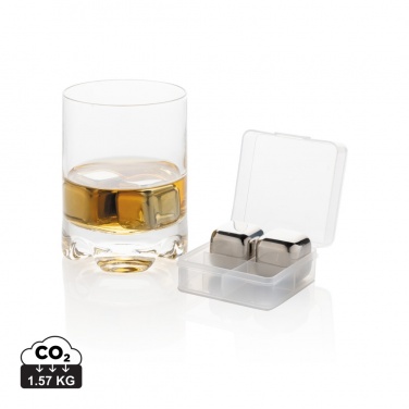 Logo trade promotional giveaway photo of: Re-usable stainless steel ice cubes 4pc