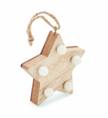 Logo trade promotional items image of: Wooden weed star with lights