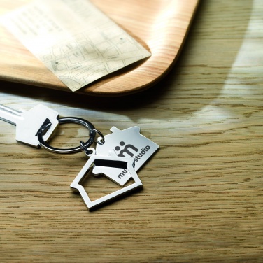 Logo trade corporate gift photo of: Metal key ring house shape Jyvaskyla