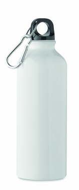 Logo trade promotional giveaway photo of: 500 ml single-walled water bottle made of recycled aluminum with a carabiner