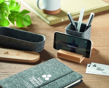 Logo trade promotional giveaways image of: RPET felt pen pot phone stand