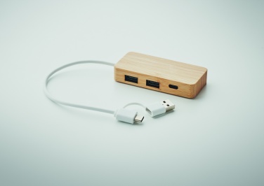 Logotrade promotional merchandise image of: Bamboo USB 3 ports hub