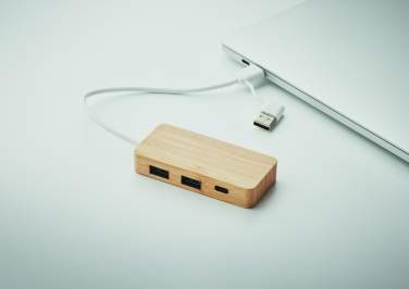 Logo trade promotional item photo of: Bamboo USB 3 ports hub
