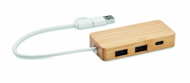 Logotrade promotional items photo of: Bamboo USB 3 ports hub