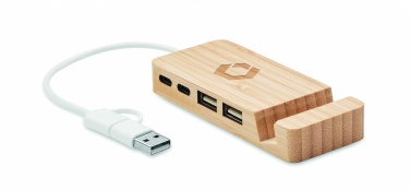 Logotrade promotional giveaway image of: Bamboo USB 4 ports hub
