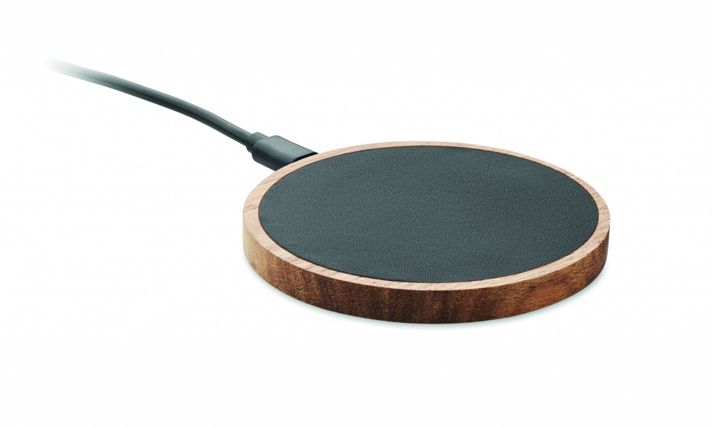 Logo trade promotional merchandise picture of: Wireless charger in acacia 15W