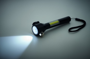 Logotrade promotional item picture of: 3-in-1 aluminum flashlight with an emergency hammer and seatbelt cutter, customizable with printing