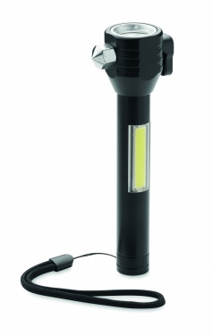 Logo trade corporate gift photo of: 3-in-1 aluminum flashlight with an emergency hammer and seatbelt cutter, customizable with printing
