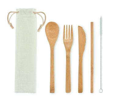 Logo trade promotional gifts image of: Bamboo cutlery with straw