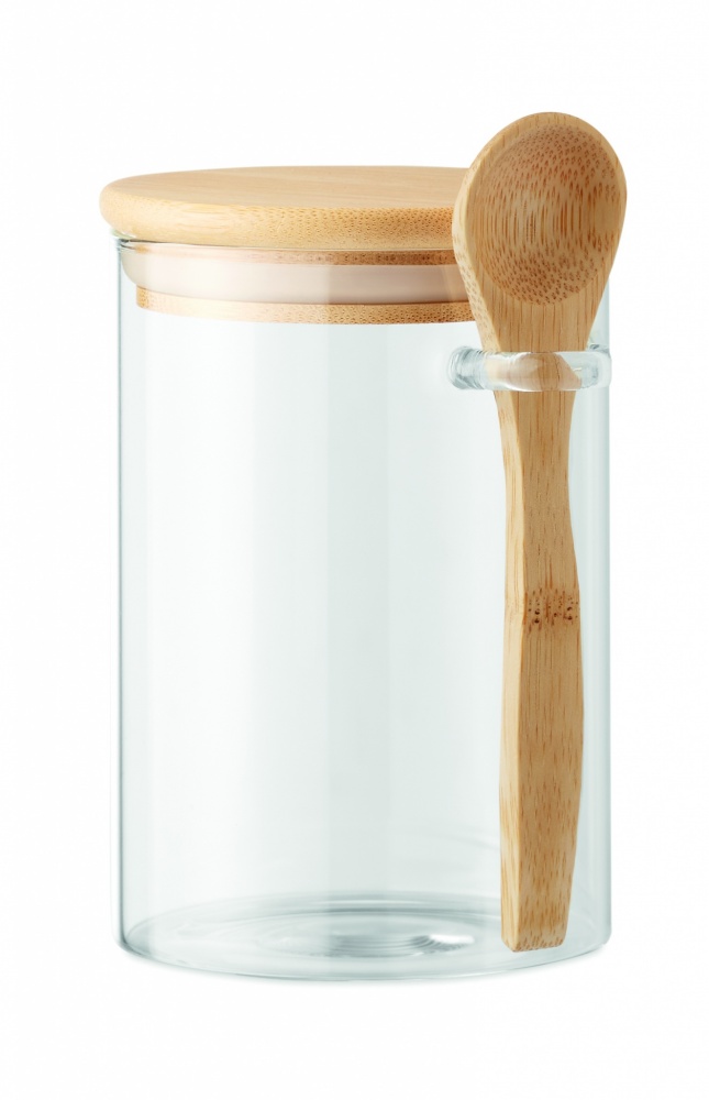 Logo trade promotional products picture of: Glass jar with spoon 600 ml