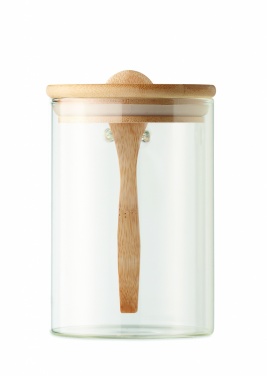 Logo trade corporate gifts picture of: Glass jar with spoon 600 ml