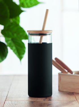 Logo trade promotional gifts picture of: Glass tumbler 450ml bamboo lid