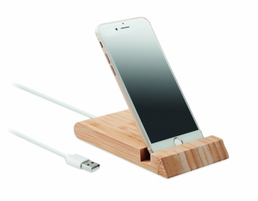 Logo trade corporate gift photo of: Bamboo wireless charger  10W ODOS
