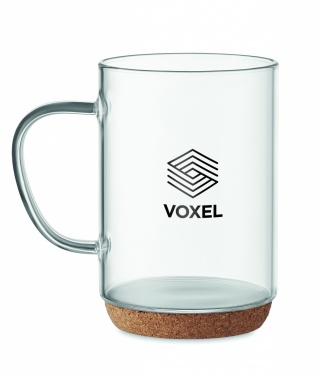Logo trade promotional gift photo of: Glass mug 400ml with cork base
