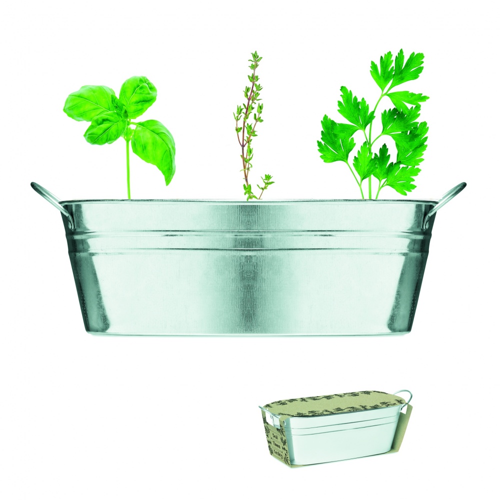 Logotrade promotional items photo of: Zinc tub with 3 herbs seeds