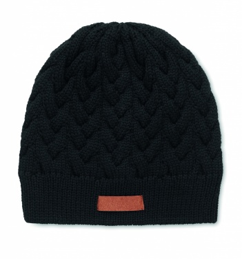 Logo trade promotional products image of: Cable knit beanie in RPET