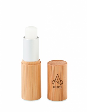 Logo trade promotional giveaways picture of: Lip balm in bamboo tube box