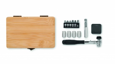 Logo trade business gift photo of: 13 piece tool set, bamboo case