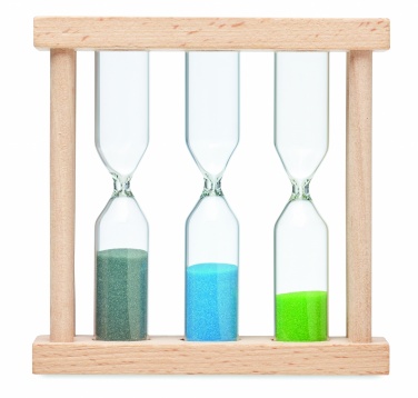 Logo trade promotional merchandise image of: Set of 3 wooden sand timer