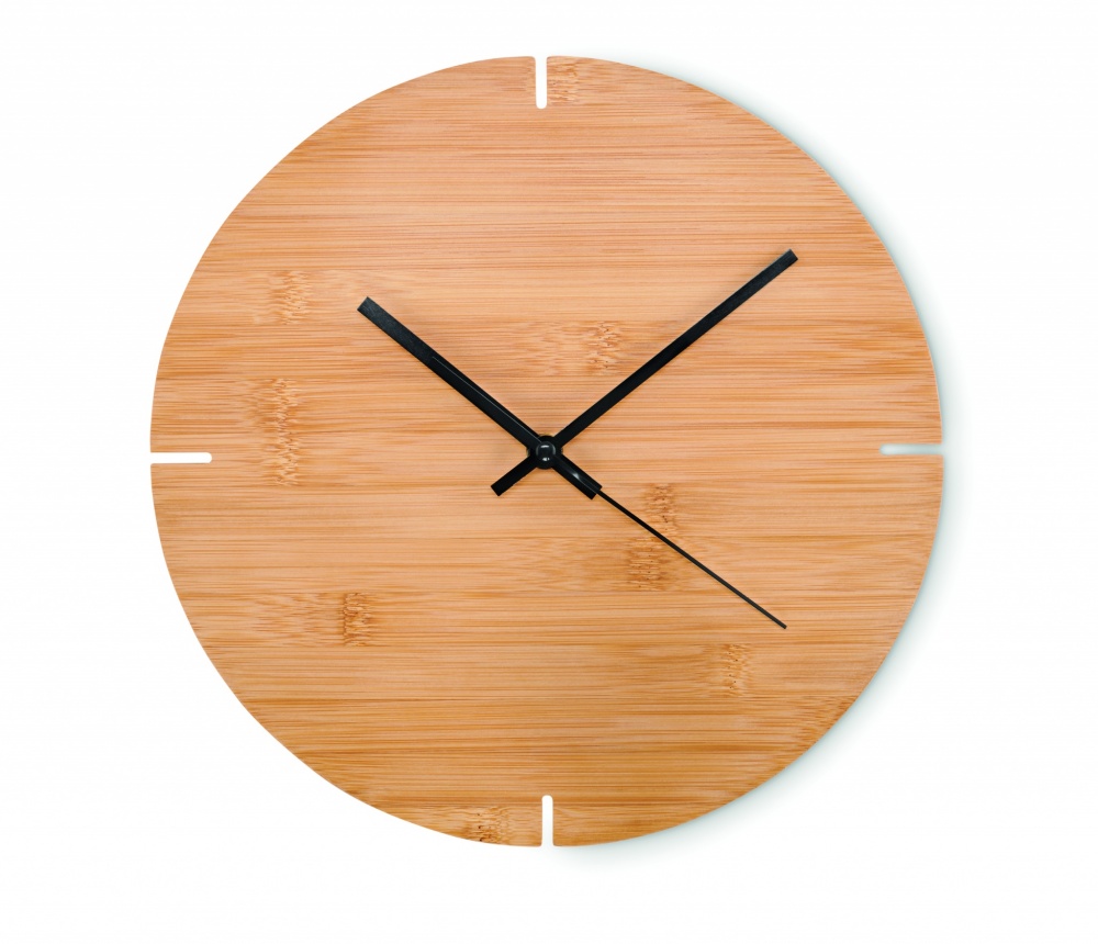 Logo trade promotional gifts picture of: Round shape bamboo wall clock